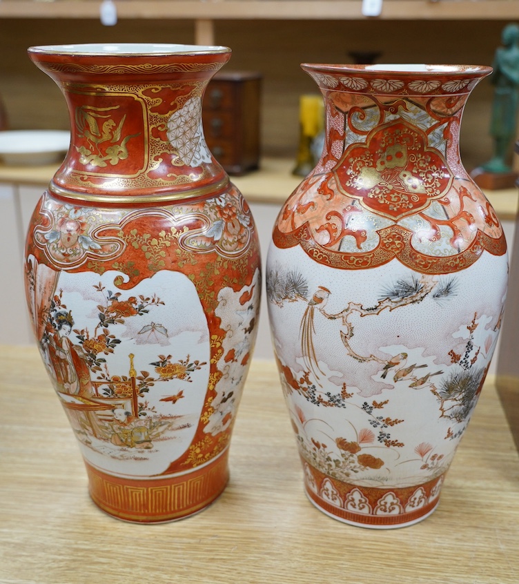 Two Japanese Kutani vases, tallest 37cm high. Condition - good